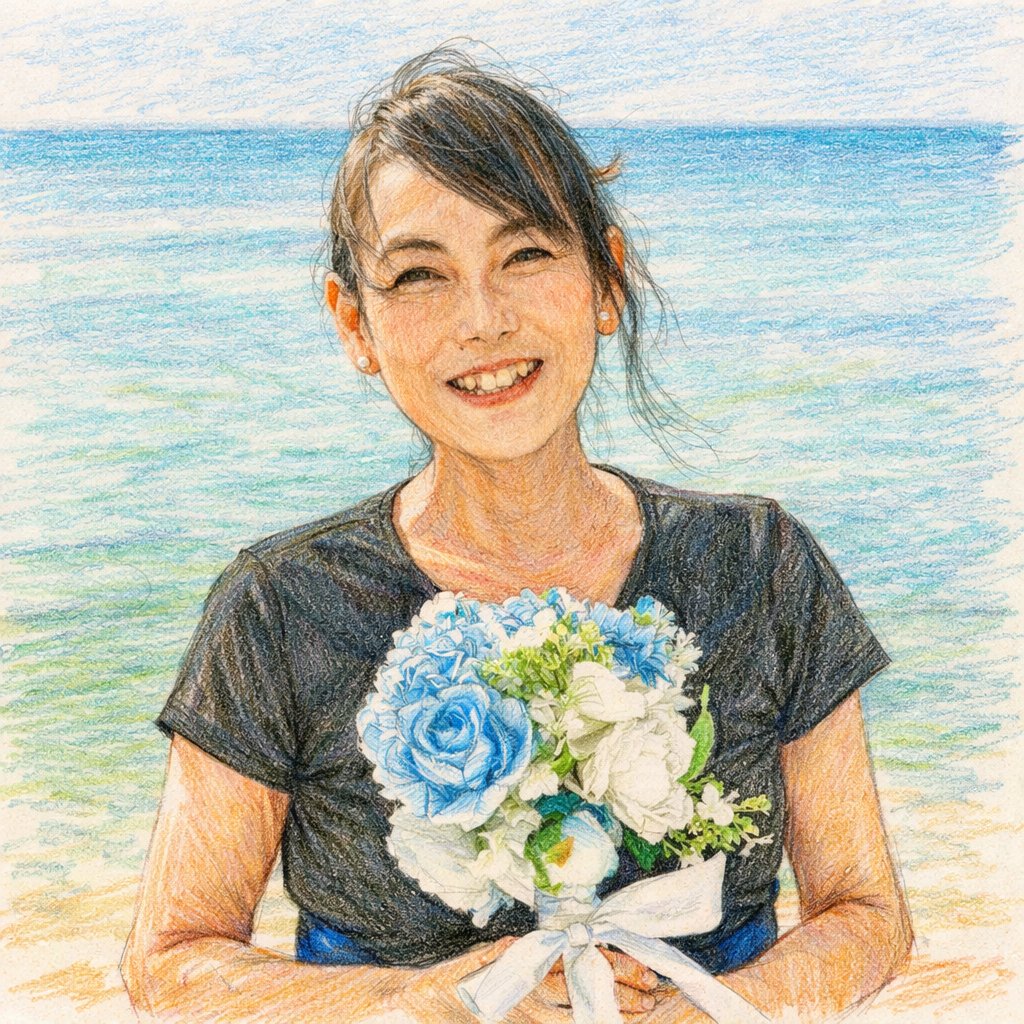 ChatGPTに色鉛筆風にしてもらった 宮古島の海