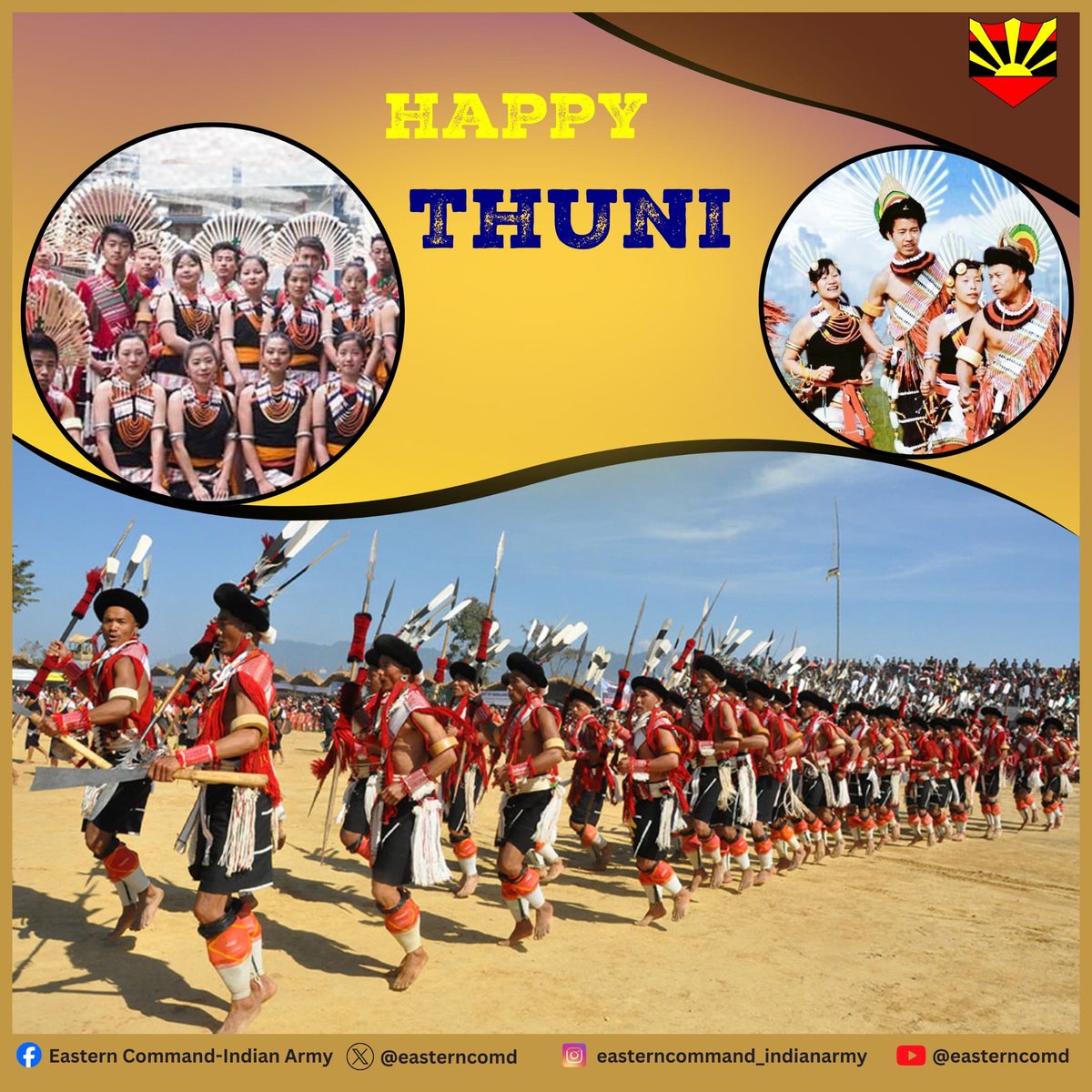 easterncomd's tweet photo. Lt Gen RC Tiwari, #ArmyCdrEC extends greetings and best wishes to the people of #Nagaland on the occasion of #Thuni. May this festival bring peace and happiness amongst all.
लेफ्टिनेंट जनरल आर सी तिवारी, #आर्मी_कमांडर, #पूर्वी_कमान, #Nagaland के सभी लोगों को #Thuni पर्व की शुभकामनाएं एवं बधाई देते हैं। यह त्यौहार सभी के लिए शांति और खुशियाँ लेकर आये।
#भारतीय_सेना
#पूर्वी_कमान
#IndianArmy
#EasternCommand
#VijayDurg
@adgpi
@SpokespersonMoD
@HQ_IDS_India
@indiannavy
@IAF_MCC
@official_dgar
@ProDefKolkata
@IndiaCoastGuard
@HQ_DG_NCC
@MyGovNagaland
Facebook - https://t.co/9cHgWoEVer
Instagram - https://t.co/yvhnah6UCV