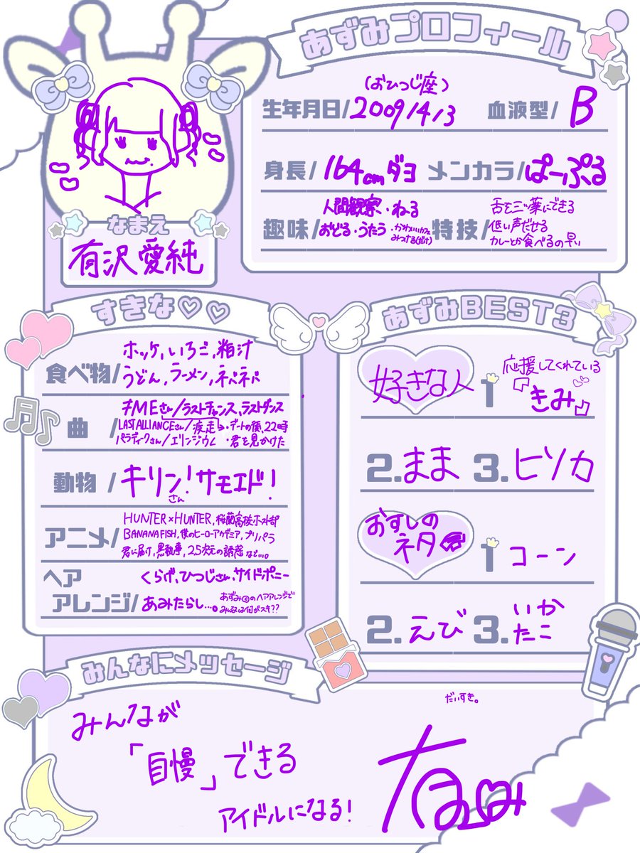 紫(プロフィール必読)さん専用ページ ⠀ ✐☡ キャラクター #プロフィール帳