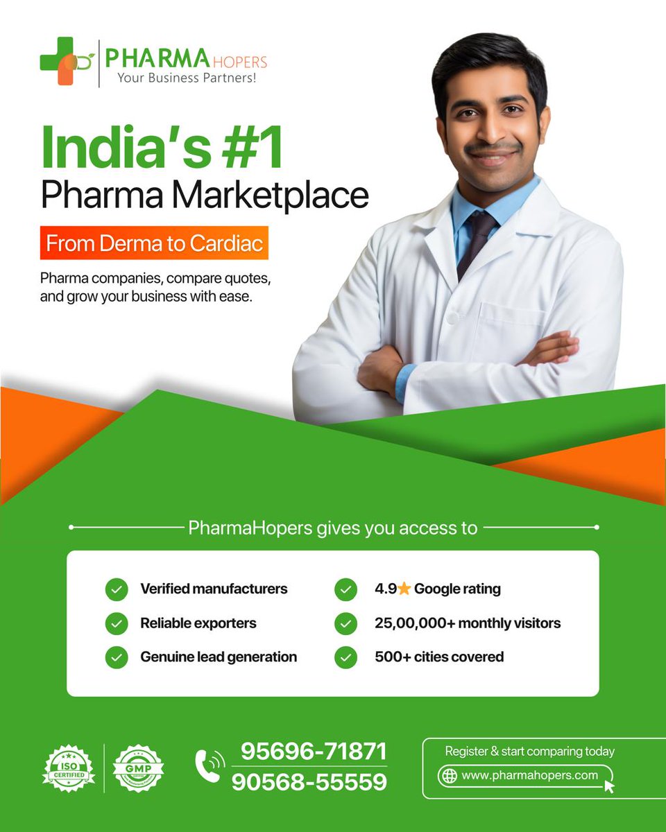 atishkumar_wh's tweet photo. Build your pharma future with confidence
India’s #1 platform for Pharma Franchise Dealsconnecting you with verified companies, genuine leads, and faster growth nationwide

📞 Phone: +91-7888506746
🌐 Website: https://t.co/z9V3qRNxC6

#PharmaHopers #PharmaFranchise #PharmaBusiness https://t.co/FNGMqVzKyX