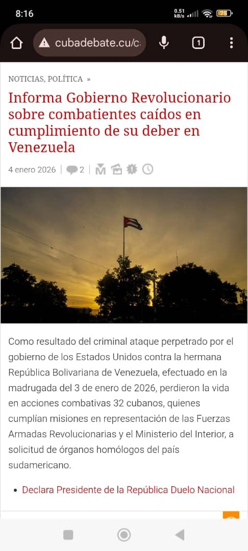 マドゥロ大統領を警護していた32人のキューバ人が殺害されたそうです。