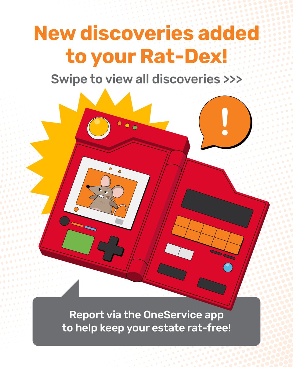 NEAsg's tweet photo. Let’s unlock all your Rat-Dex discoveries! Spot the signs early so we can stop them before they multiply. Help your neighbourhood stay rat-free by reporting signs of rat activity through the OneService app. #KeepSGClean https://t.co/M16BckDdjQ