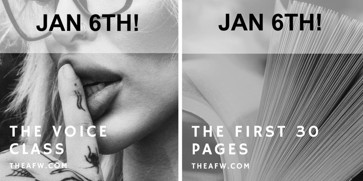 Last chance to register for Jan 6 AFW classes with yours truly, The First 30 Pages and The Voice Class. Registration ends at midnight. Ahhh! #screenwriting #writing #writingcommunity #afwnews #scriptnews

theafw.com