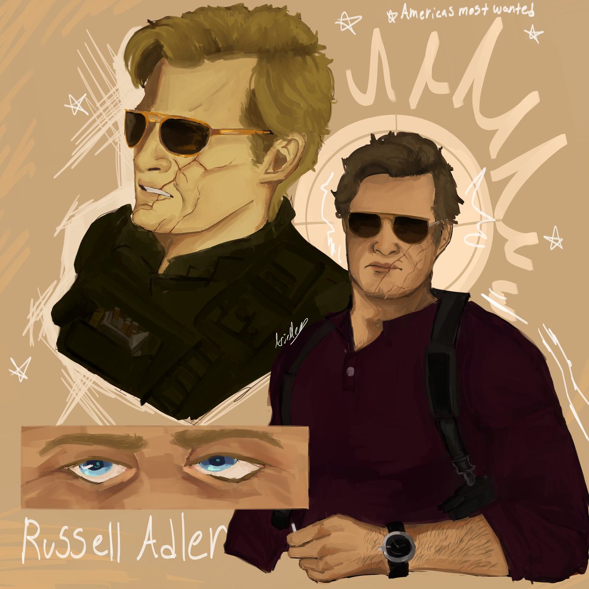 Ariellex51's tweet image. Repost but I miss drawing Russell Adler 

#bo6