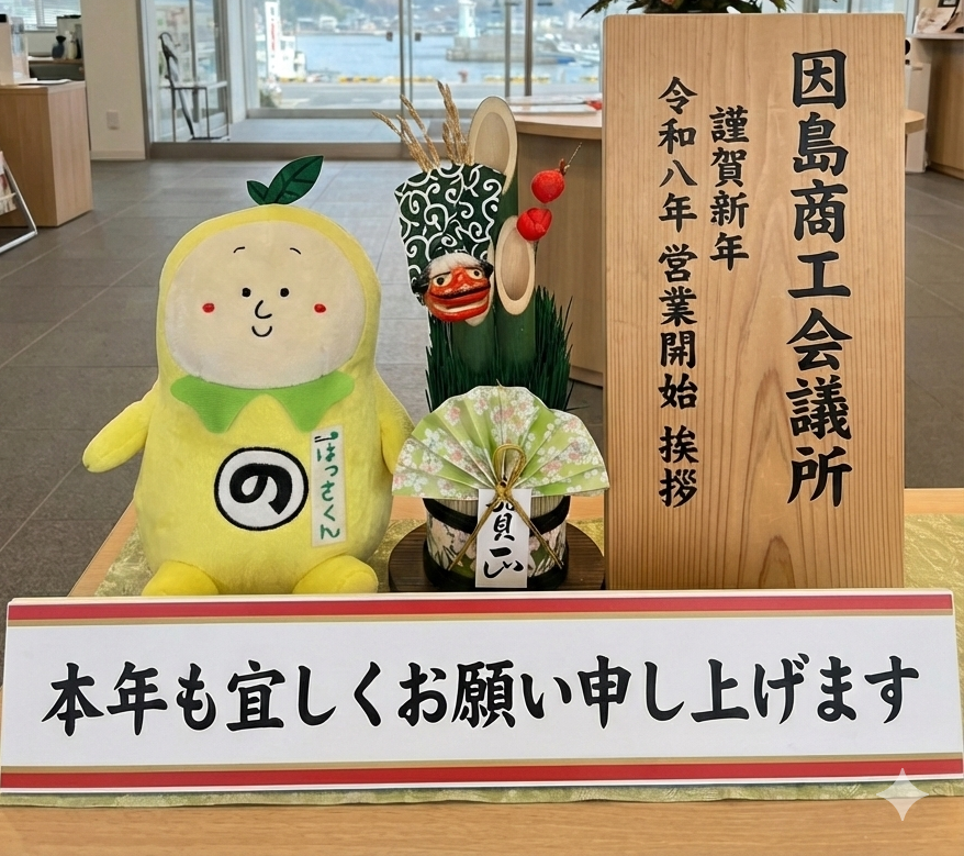 あけましておめでとうございます🎍
因島商工会議所は本日より業務を開始いたしました。
地域の皆さま、そして因島を想ってくださる皆さまと共に、今年も因島を元気にしていけるよう取り組んでまいります。
本年もよろしくお願いいたします。
#因島 #商工会議所 #仕事始め