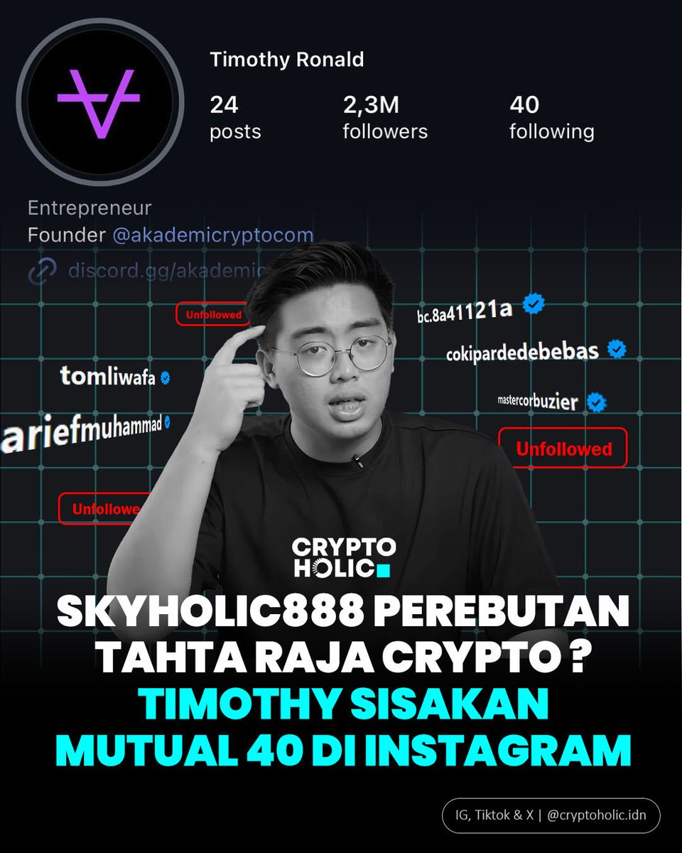 cryptoholicidn's tweet image. Minho sih liat banyak nama besar yang ikut ter-unfollow ya deddy corbuzier, Atta Halilintar, yudo sadewa, tomli wafa, arief muhammad, cokipardede dan beberapa sosok besar lainnya.

Dengan meng-unfollow mereka semua,  muncul asumsi dan beragam komentar dari netizen, beberapa…