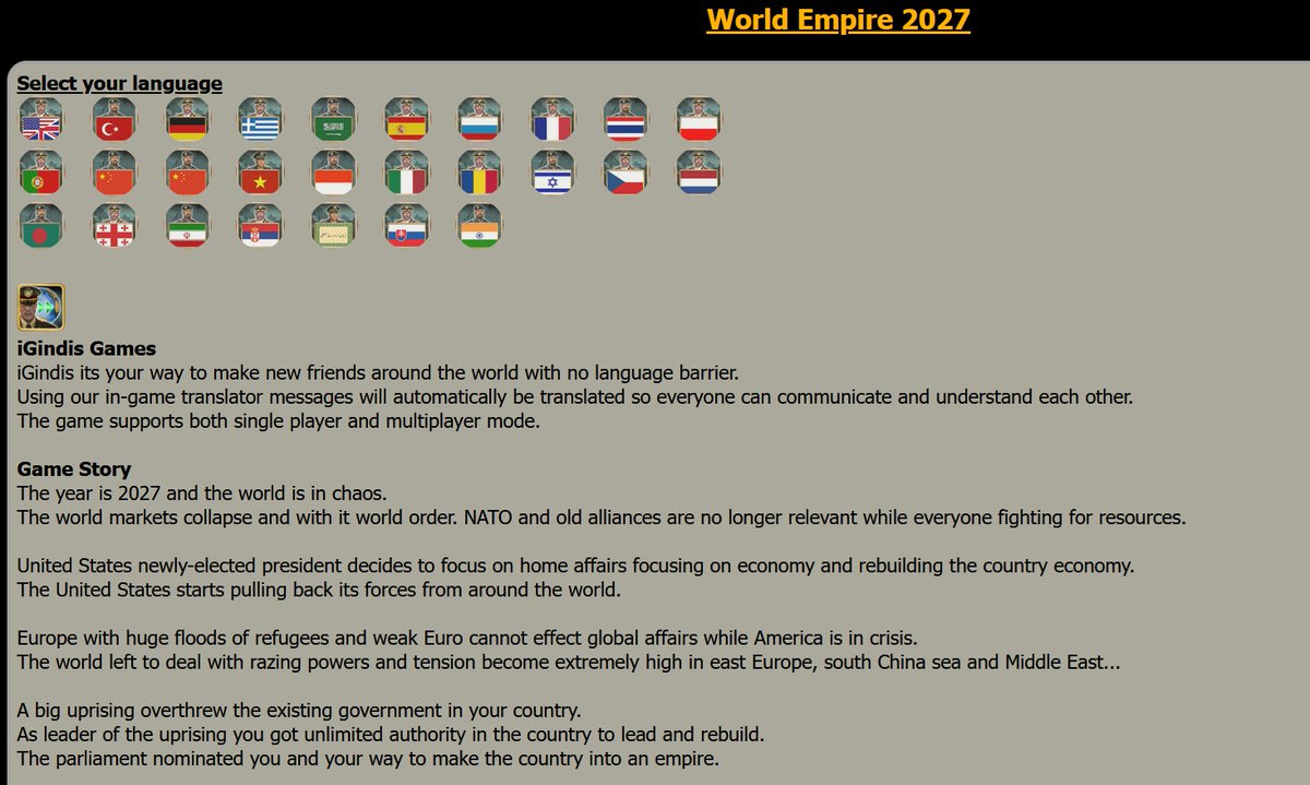 Did we accidentally predict the future of 2027 back in 2014?🌍

You can read more about it here: facebook.com/iGindisGames/p…

#IndieDev #GameDev #Geopolitics #strategygame #WorldEmpire2027 #simulation #iGindisGames #AI

Our Games: igindis.com