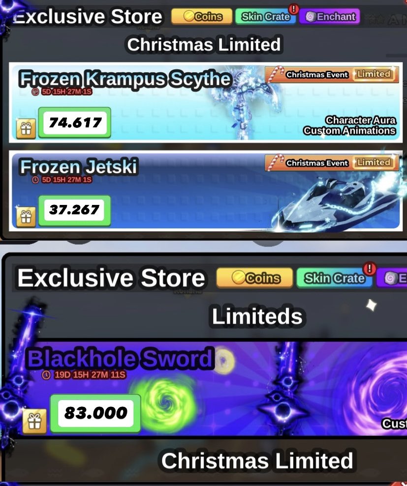 ciyynamons's tweet image. WTS GIG FISH IT 🐬💗

blackhole sword — 83.OOO

create elderwood (1x) — 9.OOO
create elderwood (5x) — 41.OOO
create luxury (1x) — 
create luxury (5x) —