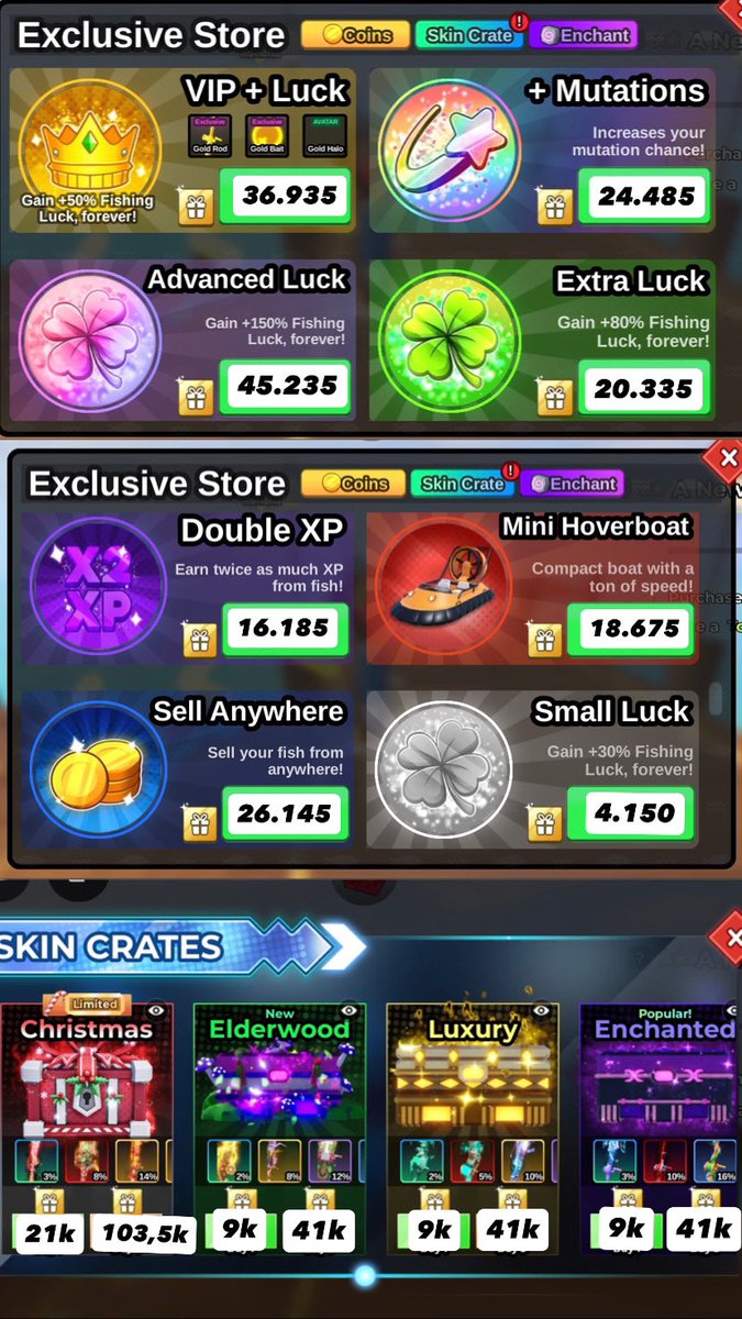 ciyynamons's tweet image. WTS GIG FISH IT 🐬💗

blackhole sword — 83.OOO

create elderwood (1x) — 9.OOO
create elderwood (5x) — 41.OOO
create luxury (1x) — 
create luxury (5x) —