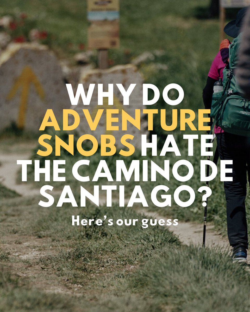 followthecamino's tweet photo. The Camino doesn’t try to look cool.
And that’s exactly why some “adventure purists” don’t like it!

That’s fine by us.

There’s nothing to conquer on the Camino. No iconic peaks. No trophies. No applause... Just miles, repetition, and you.

If you need your adventures to be seen to feel real, the Camino may unsettle you.

That’s okay.

That’s how the Camino works its magic.

#FollowtheCamino #CaminodeSantiago