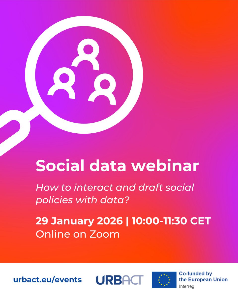 URBACT's tweet photo. A new year, a new learning path. Join our upcoming social data #webinars:
If making better use of social data is your goal, four URBACT #ActionPlanning Networks are ready to inspire you!
Register now: https://t.co/8xHZRqSgln https://t.co/hLkk8W0ITt