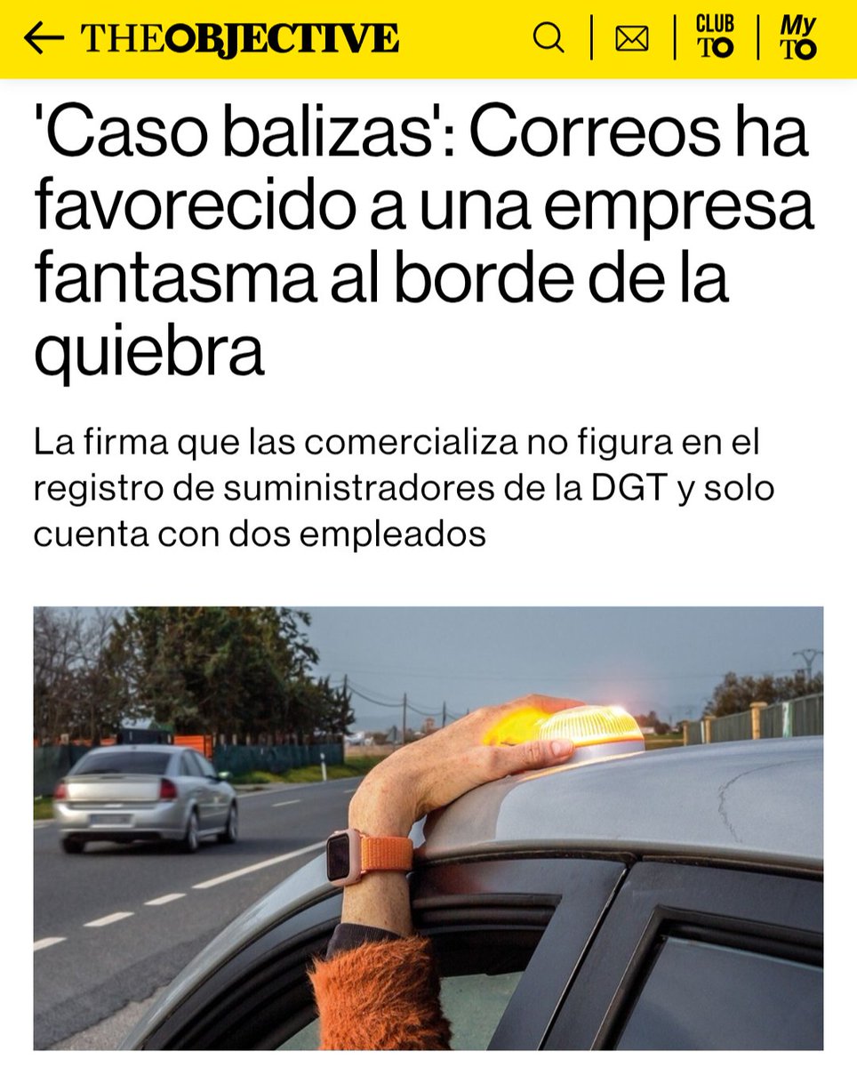 🚨 URGENTE / CASO BALIZAS

🗞️ Correos ha favorecido a una empresa fantasma al borde de la quiebra: la empresa que las comercializa no figura en el registro de suministradores de la DGT y solo cuenta con dos empleados.

⚠️ Además de oler a gato encerrado, cabe destacar que la DGT