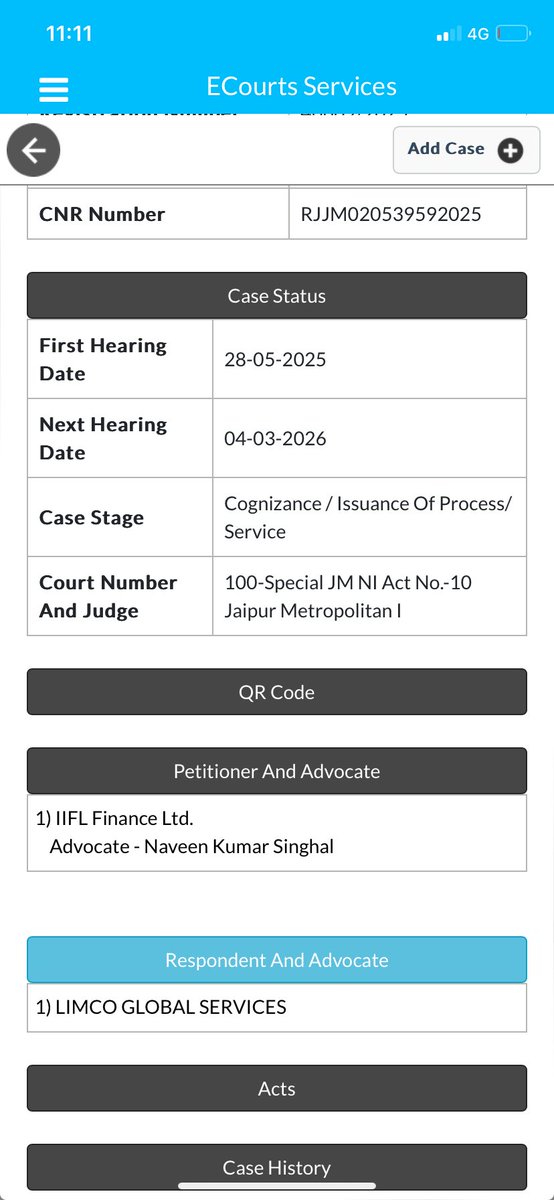 SMondhal's tweet photo. @IIFL_Finance See in the 1st image you will see the WhatsApp which I received from @IIFL_Finance &amp; in the 2nd picture @ecourt says the mention case no is not belongs to me. 

Kindly check it carefully https://t.co/v20mFZcmYj