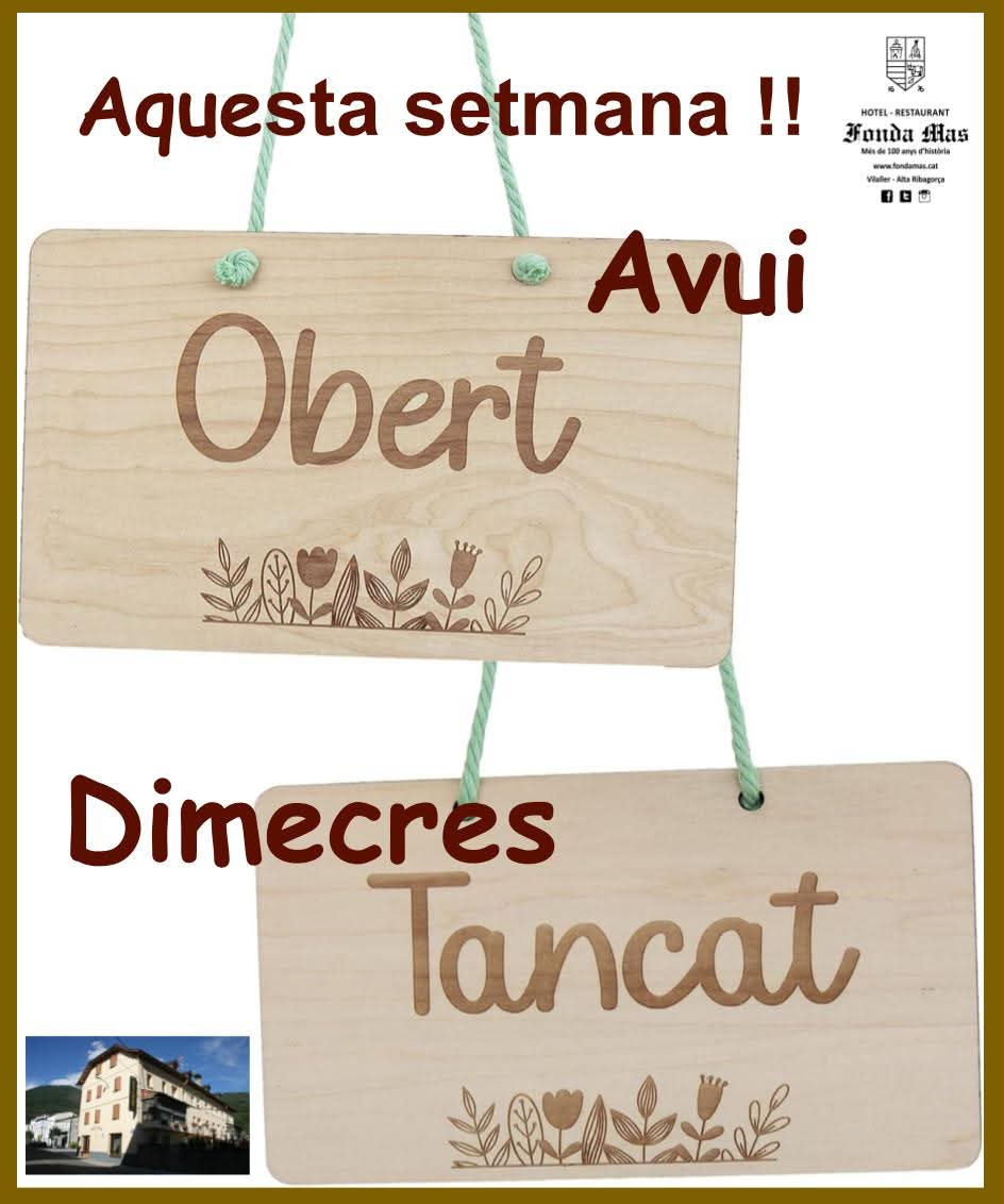 ATENCIÓ 📢📢📢📢

+ info. i Reserves:
☎️ 973 69 80 09

@fondamas #obert #vilaller #valldebarravés #altaribagorça #pirineus #lleida #cuinacasolana #productesdeproximitat #km0 #restaurant #menu #diari #hort #mandongo #fentpais #descobreixcatalunya  #100anysdeFondaMas