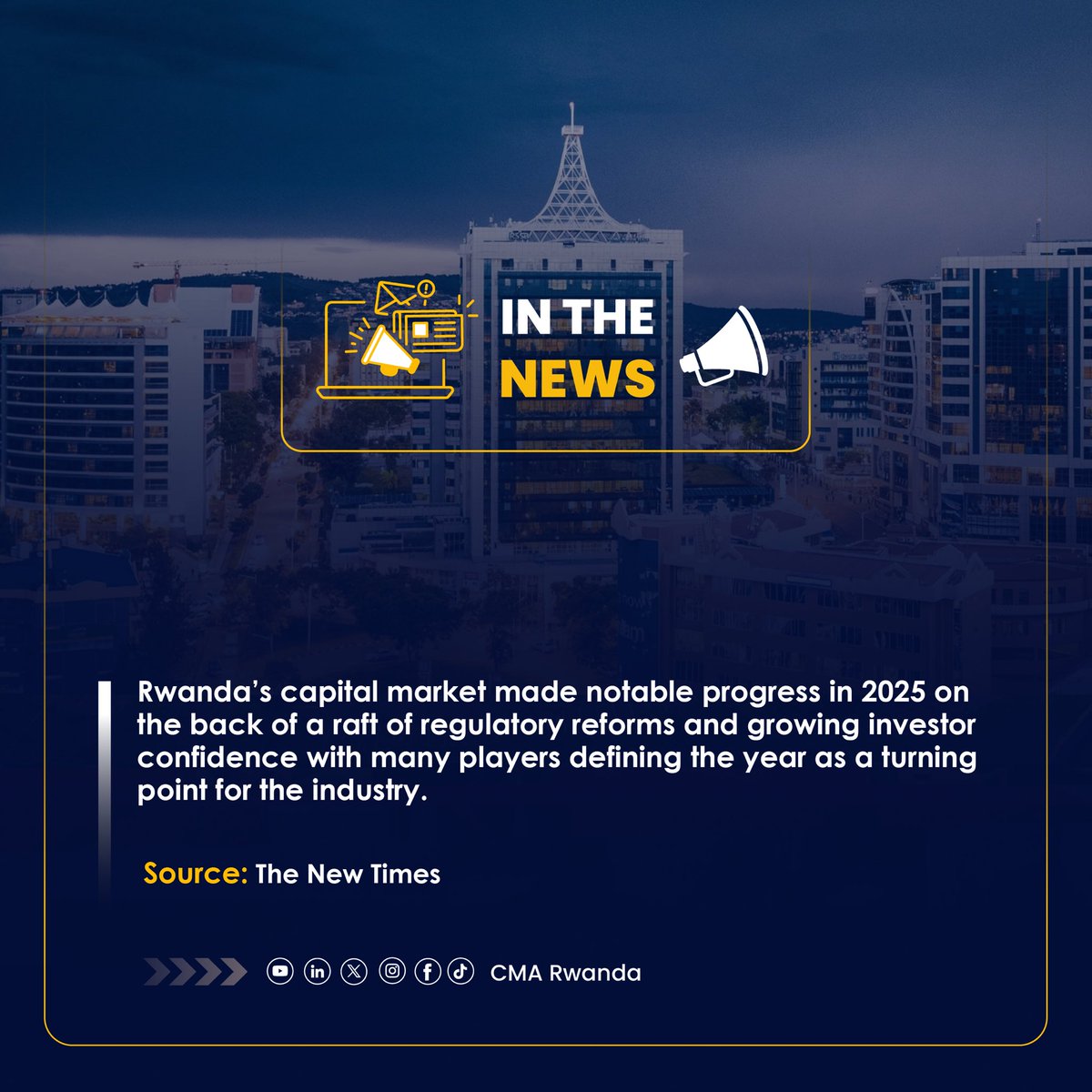 CMARwanda's tweet photo. Rwanda’s capital market made notable progress in 2025 on the back of a raft of regulatory reforms and growing investor confidence with many players defining the year as a turning point for the industry.

✍🏿 The New Times' @TESIKAVEN : https://t.co/JE15q7HIBu https://t.co/fiSz19b54P