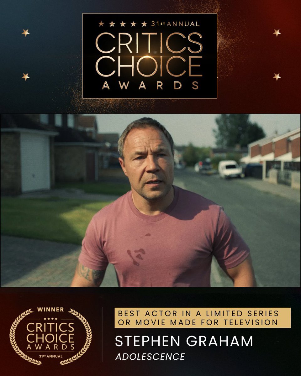 Critics Choice Awards Winner Recap:

Best Young Actor/Actress goes to Miles Caton (Sinners)
Best Supporting Actress in a Limited Series or Movie Made for Television goes to Erin Doherty (Adolescence)
Best Supporting Actor in a Limited Series or Movie Made for Television goes to