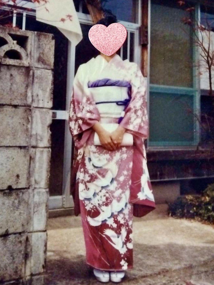 ｍ2079＊正絹 染一つ紋 金駒刺繍 扇面 鶴 手縫い仕立て 訪問着 伯母着物6️⃣ 金駒刺繍鶴模様訪問着 伯母上のではなく従姉妹の姉上の