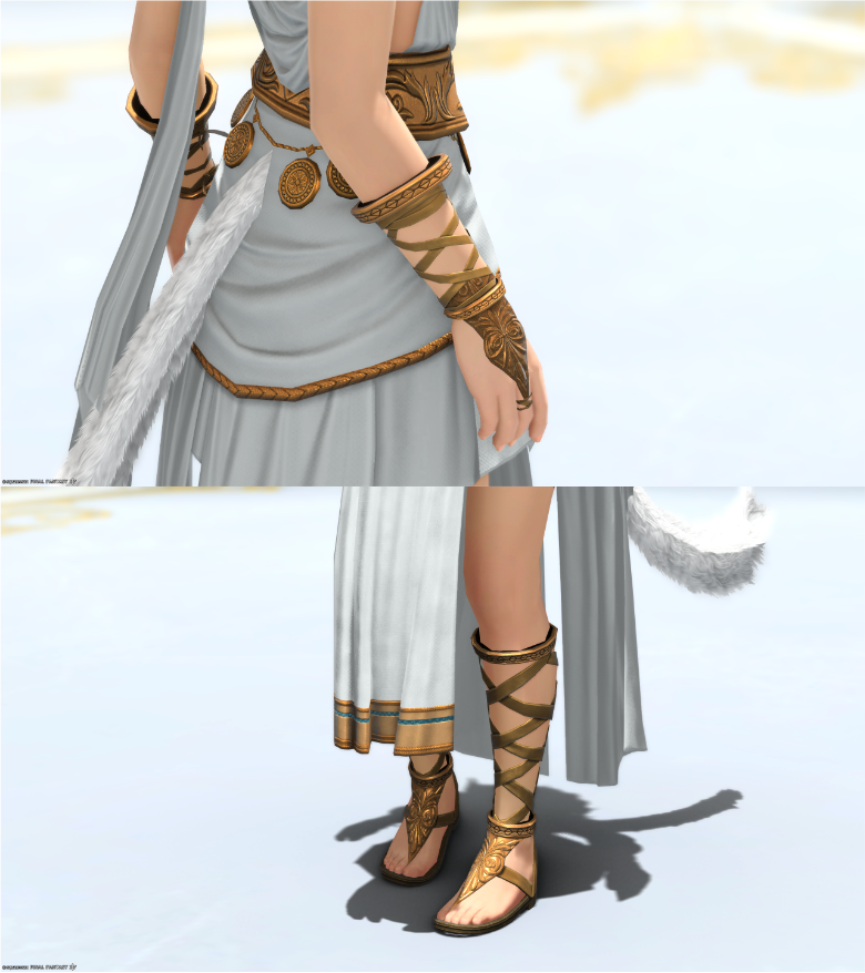 [7.4] 지도 룩템 Attire of Legend
보물고/제전 드랍 재료(Cloth of Legend) 제작
머리, 상의, 장갑, 하의, 신발 총 5파츠 구성
상의와 하의 진한 파란색 천 부분 염색 불가 (하얀 천과 금속 부분 염색 가능)

*상의/하의는 순백색으로 염색된 이미지입니다