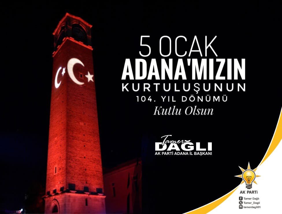 5 Ocak; esarete boyun eğmeyenlerin, bayrağını yere düşürmeyenlerin, vatanını canından aziz bilen Adanalıların şanlı direnişinin adıdır.

Bu toprakları işgalcilere dar eden, imkânsızı imanla yenen kahraman ecdadımız; Adana’nın özgürlüğünü milletin onuruyla mühürlemiştir. O gün