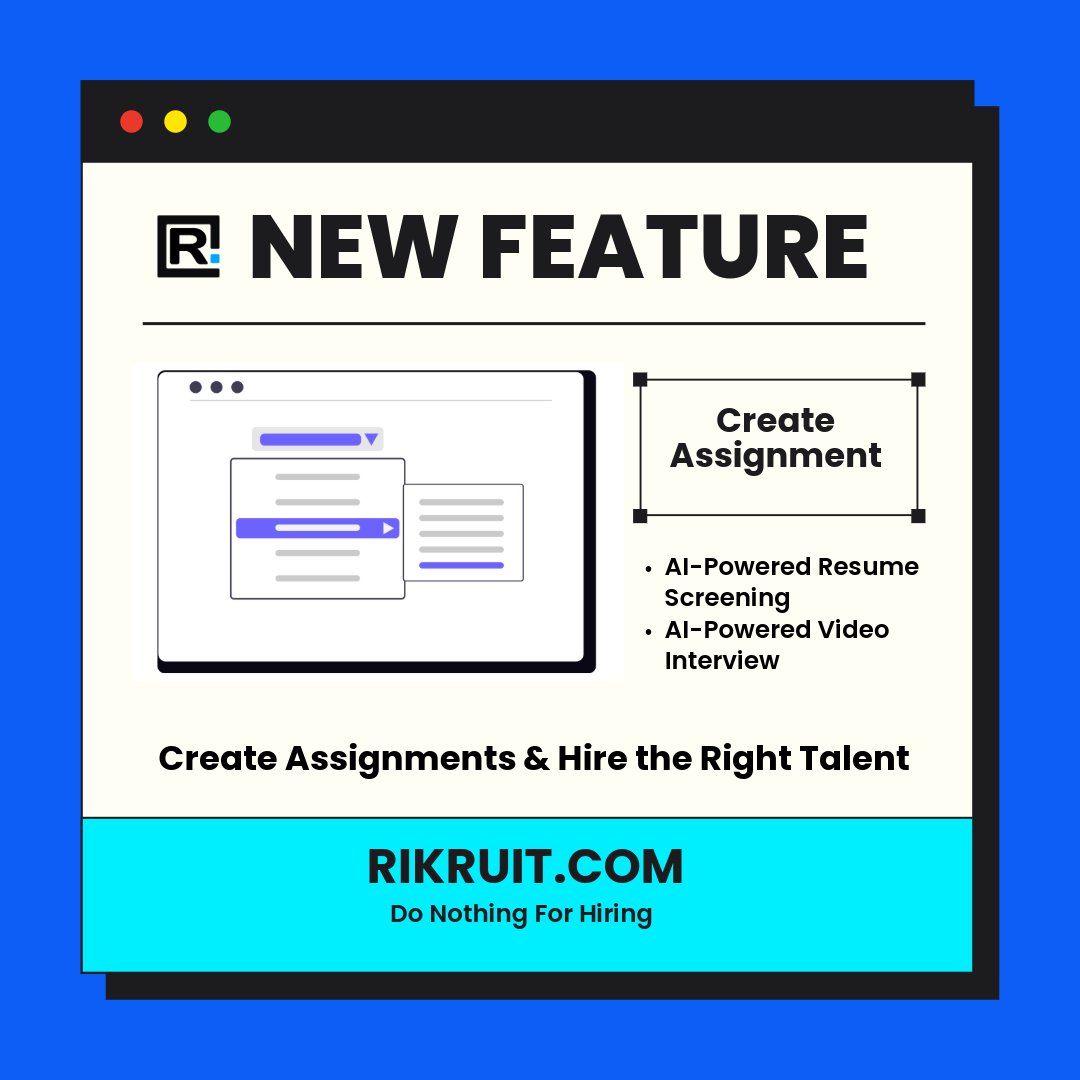 rikruit's tweet photo. 🚀 New Year, new hiring power on Rikruit
Recruiters can now create role-specific assignments to assess real skills not just resumes.
✨ Free job postings
✨ AI resume screening
✨ AI video interviews

👉 https://t.co/Lbc1buwtcp
#Rikruit #AIRecruitment #HiringTech #Recruiters https://t.co/yjBMeA1asX