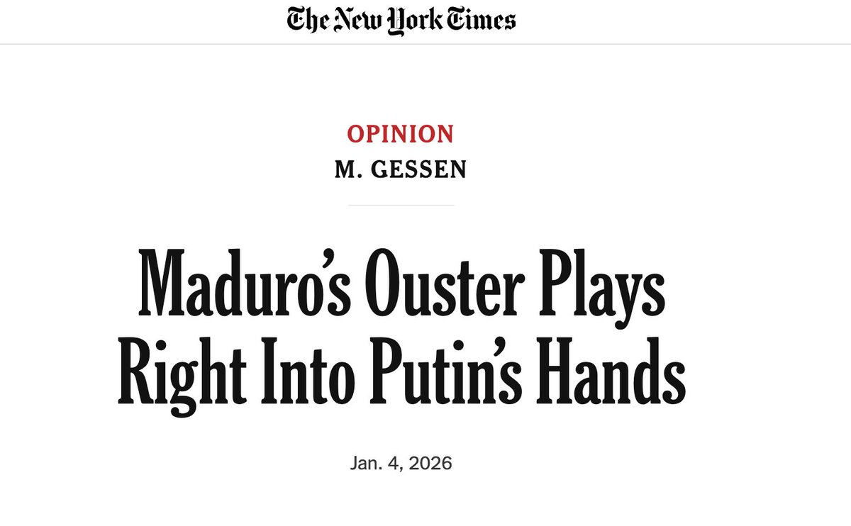 According to the New York Times opinion age, the US ouster of a key Russian ally in Venezuela as part of an effort to control the country's oil "Plays Right Into Putin’s Hands." 

Under BlueAnon logic, even when Putin loses a key ally, he still wins. The guy can't lose. And