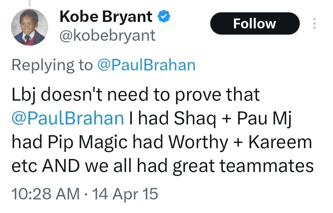 Shane00's tweet photo. "We all had great teammates"

-Kobe Bryant https://t.co/HUiLxSS2Le