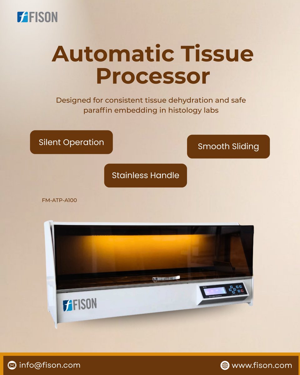 FisonLtd's tweet image. Automatic Tissue Processor FM-ATP-A100 Streamline histology workflows with this automated tissue processor. 

info@fison.com

Learn more: fison.com/automatic-tiss…

#Fison #AutomaticTissueProcessor  #TissueProcessing #LabEquipment