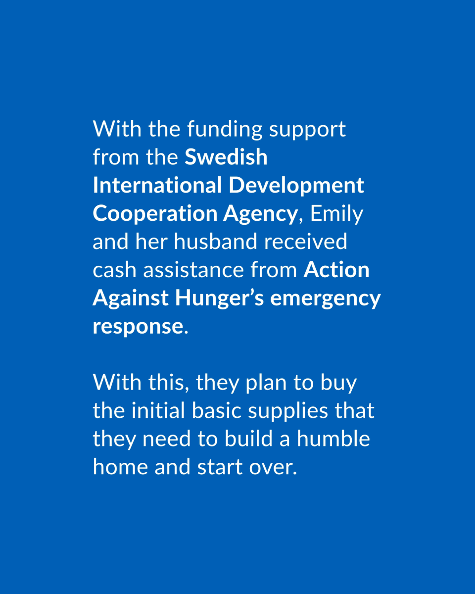 EndHungerPH's tweet image. In📍barangay Mulao, Compostela, Cebu, Emily suffered devastating losses with her husband the night #TyphoonTino (Kalmaegi) struck their community.  #ActionAgainstHunger, with support from
@Sida, helped her family recover through #CashAssistance. Read more: bit.ly/3YSPrme