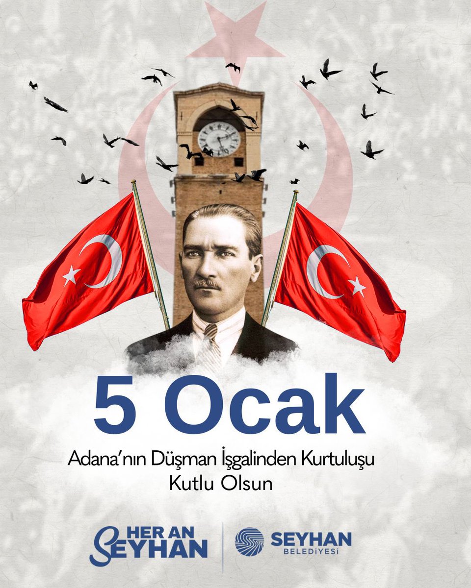 Bu topraklarda esaret değil, cesaret destanı yazıldı!

Tarih 5 Ocak. Yer Adana... Küllerinden doğan, kendi kaderini kendi yazan yiğitlerin şehri! 104 yıllık gururla, inançla ve coşkuyla Kurtuluş Bayramımız kutlu olsun.

Bayrağımız göklerde, Cumhuriyetimizin Kurucusu Gazi Mustafa