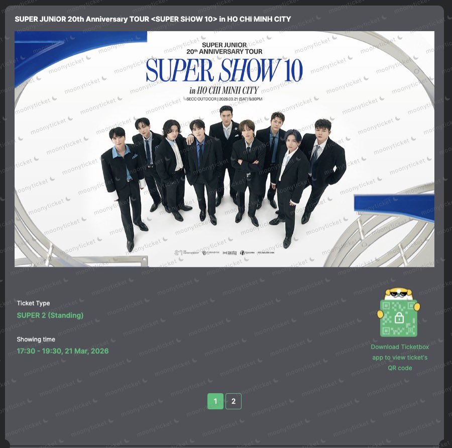 ⋆⁺₊⋆ ☾⋆⁺₊ #reviewformoony  ⋆⁺₊⋆ ☾⋆⁺₊
Super Junior Super Show 10 in  Ho Chi Minh City Vietnam

♡ pre-sale membership 
♡ VIP ticket x 2 

#SUPERJUNIOR #SUPERSHOW10