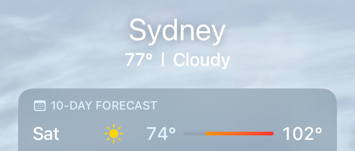 Yikes going to be quite hot for <a href="/UnitedCupTennis/">United Cup</a> semi-finals on Saturday! High of 102 Fahrenheit! #wta #atp