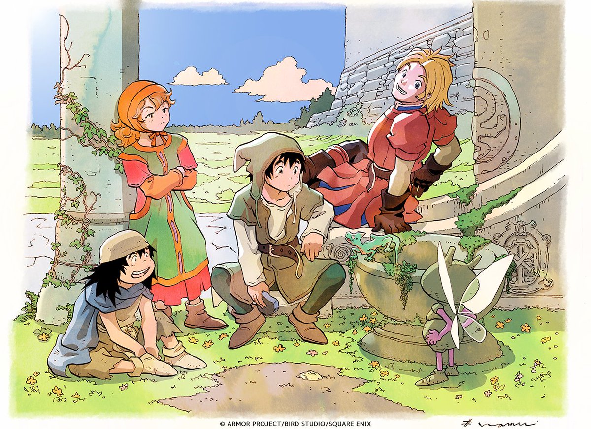 『DRAGON QUEST EDEN』
ヤングガンガンにて本日から連載開始！

この連載開始と、
2月5日に発売を迎える『ドラゴンクエストVII Reimagined』のお祝いに、藤原カムイ先生描き下ろしイラストを公開🎉

冒険の道中、こんなひと時があってもよいですね✨
#DQ7R