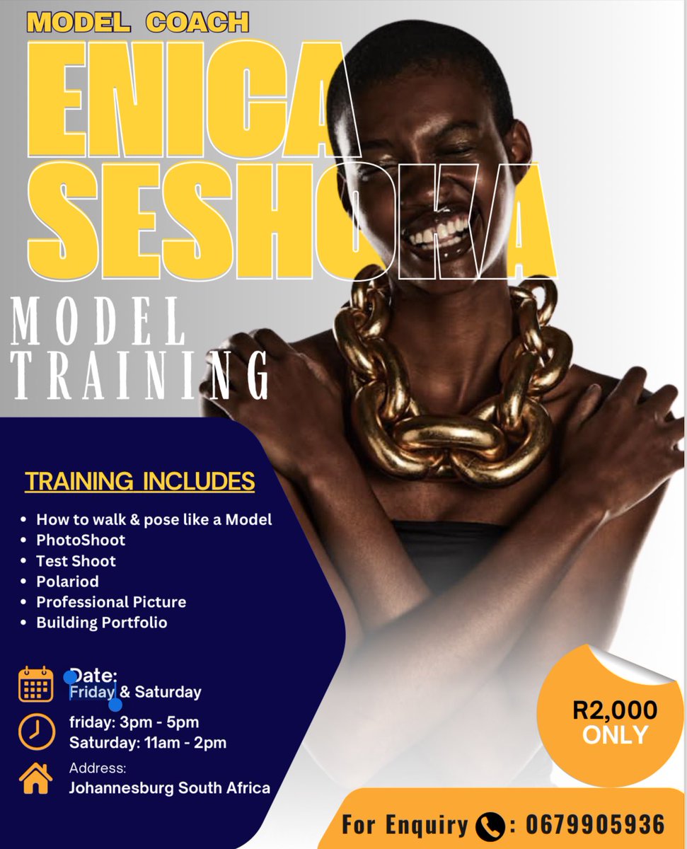 Enica_seshoka's tweet image. Hey Super models 👋 

We are back 😁 at giant models is looking for new models join our training program today  and let us prepare you for both local and international industry 

Who knows you might be the next model to travel with us 🤗