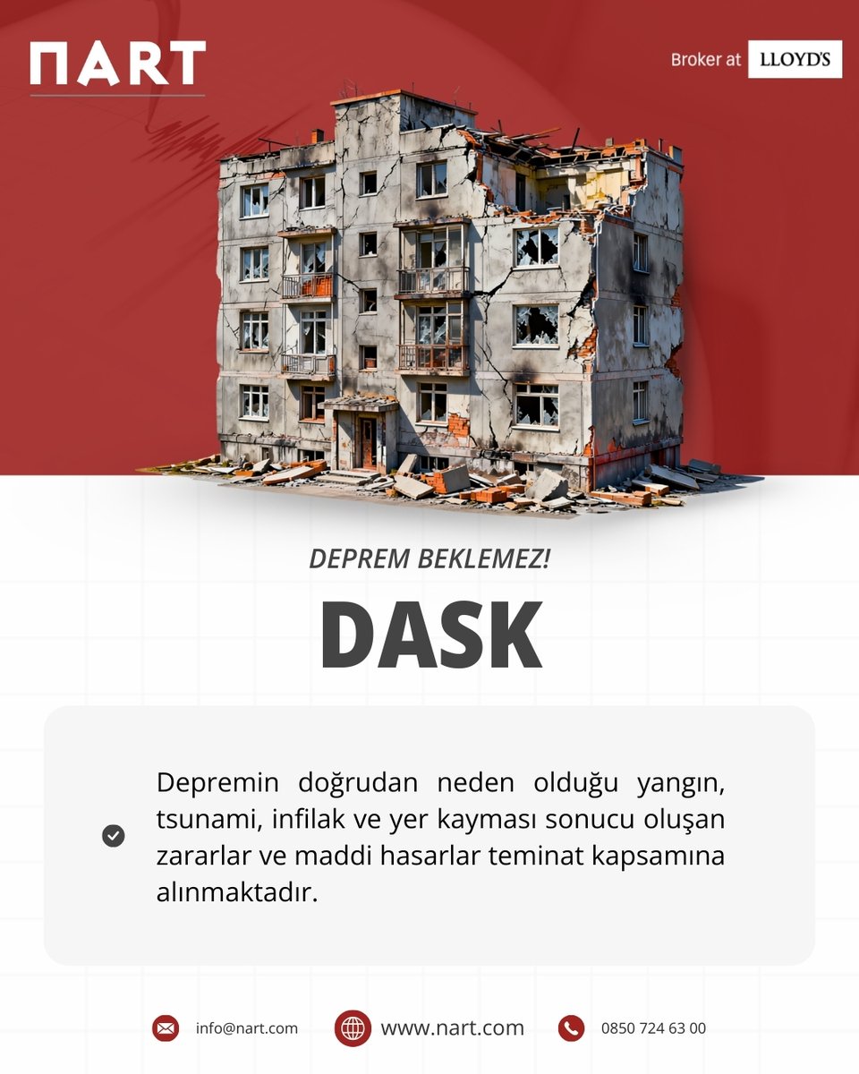 NARTSigorta's tweet image. NART olarak, beklenmedik anlara karşı hazırlıklı olmayı ve güveni sağlam temeller üzerine kurmayı önemsiyoruz.

Daha fazla bilgi için: nart.com/dask-sigortasi/
NART çözüme hazır.

#nart #nartsigorta #dask