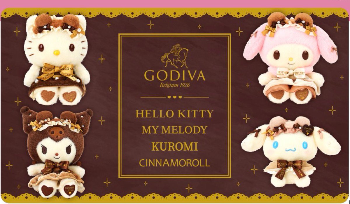 r_mobilecp's tweet photo. GODIVA　サンリオが可愛すぎる！！

1月7日からゴディバのぬいぐるみのセットが販売開始
ぬいぐるみは2026の刻印入り
販売場所はオンラインとSanrioショップやSanrioグッズの取り扱いのある百貨店など
https://t.co/7MrlJxxOnS https://t.co/y72Ds51k2A