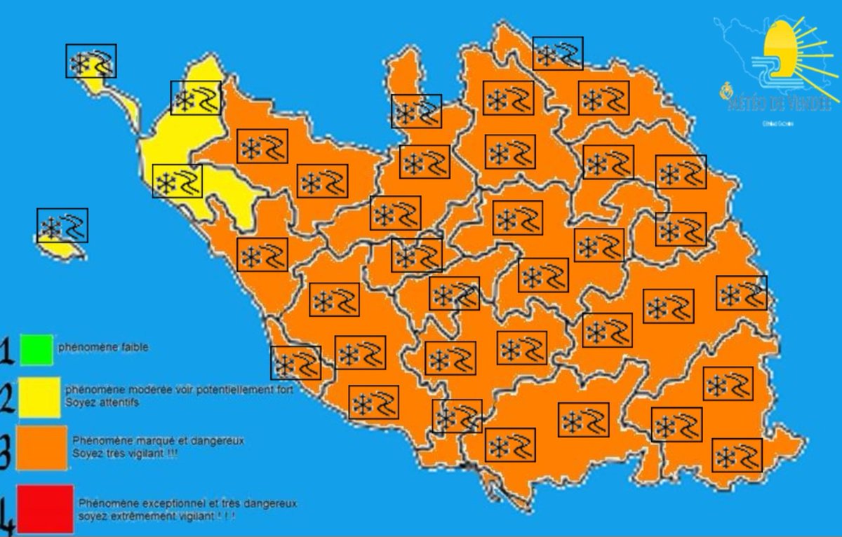 🟠❄⚠️ [VIGILANCE JAUNE ET ORANGE POUR UN ÉPISODE NEIGEUX POUVANT ÊTRE MARQUÉ SUIVI D'UN RISQUE DE VERGLAS POUR LA VENDÉE À PARTIR DE CE LUNDI SOIR JUSQU'EN FIN DE NUIT LUNDI À MARDI. SOYEZ TRÈS VIGILANT ! ] ⚠️❄🟠

Plus d'infos ici facebook.com/share/p/1XJnyD…
#neige