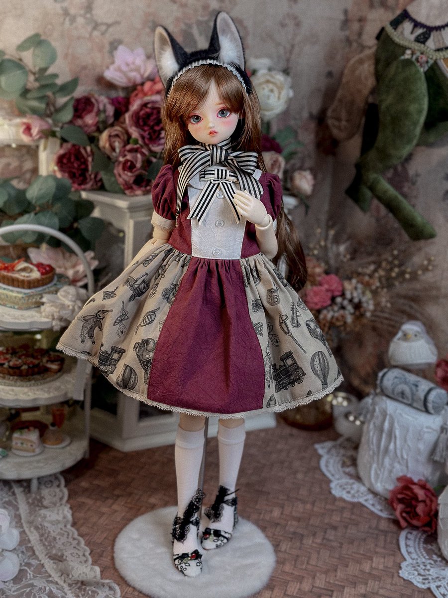 ちょっとレトロでサーカスみたいな柄、やっぱり好き 🎪
この子によく似合うなぁ…✨

👗<a href="/11enaka/">Noix</a> 

#sdくるみ #スーパードルフィー