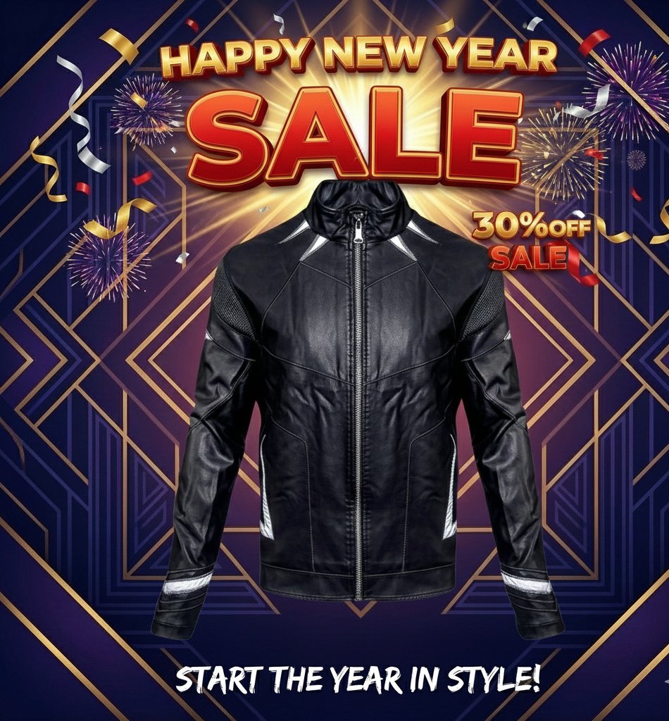 ExpressJackets's tweet photo. NEW YEAR SALE: Get 30% OFF the Iconic Black Panther Jacket! 🐾 Channel your inner King with this premium Chadwick Boseman Marvel piece. 🔥 Limited stock available—Click the link to grab yours now! 
https://t.co/7UUYzW0CQM

#leatherjacket #sale #fashions #expressjackets https://t.co/99oYUUFHZ2