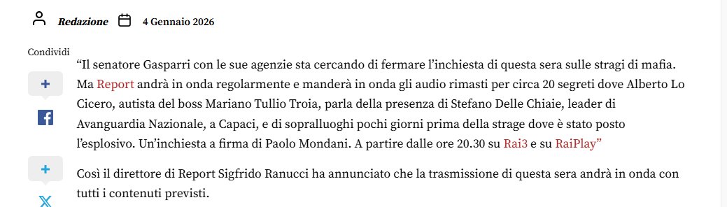 Ieri, tornando a casa mia sono passata davanti a quella di Sigfrido Ranucci, vedere la camionetta dell'esercito davanti all'abitazione di un professionista, un cittadino, un uomo perbene fa impressione. ⬇️