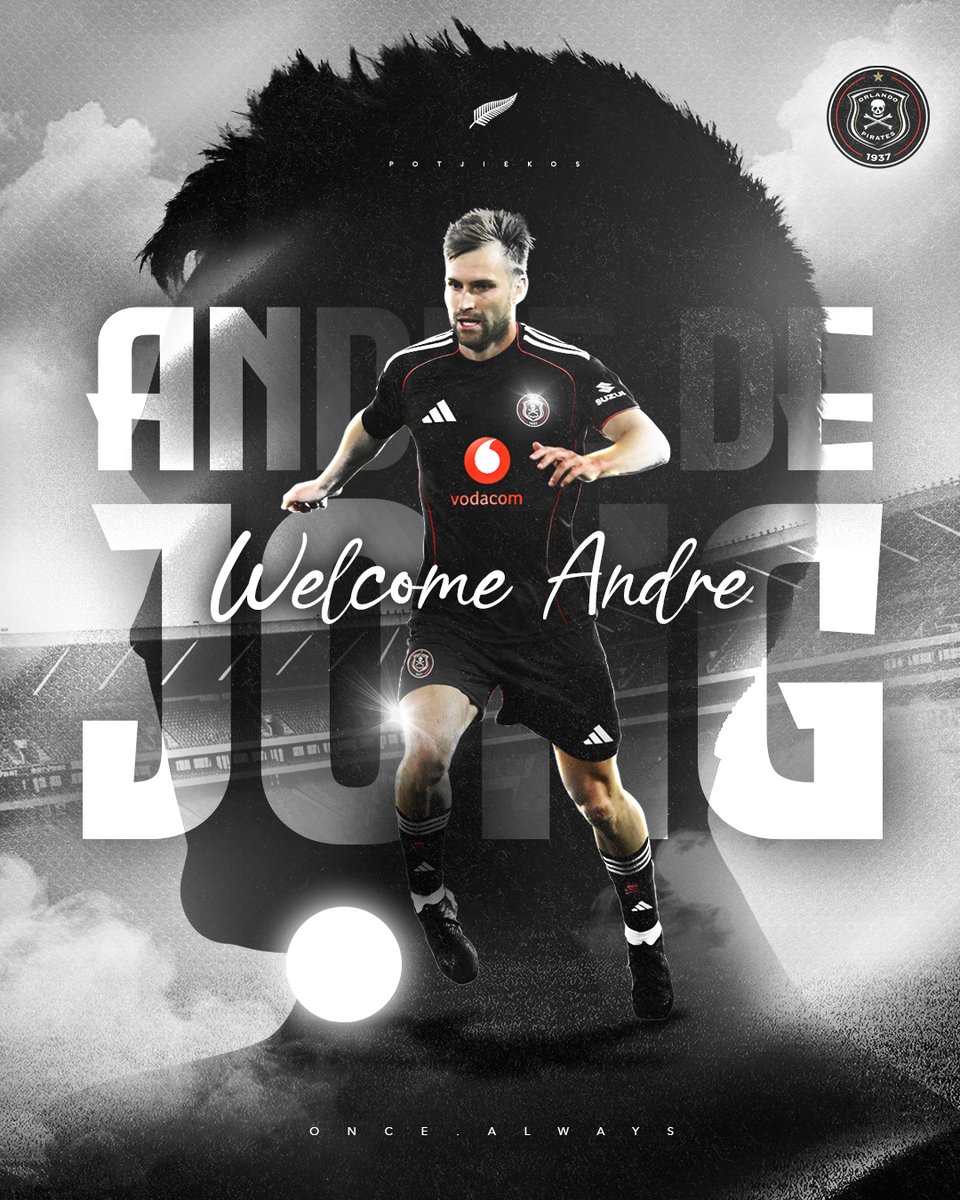 𝐀 𝐧𝐞𝐰 𝐁𝐮𝐜𝐜𝐚𝐧𝐞𝐞𝐫 𝐣𝐨𝐢𝐧𝐬 𝐭𝐡𝐞 𝐬𝐡𝐢𝐩 ☠️.

<a href="/orlandopirates/">Orlando Pirates</a> is pleased to announce the signing of Andre de Jong.

𝐖𝐞𝐥𝐜𝐨𝐦𝐞, 𝓐𝓷𝓭𝓻𝓮 🤝🏽🏴‍☠️!

⚫⚪🔴⭐
#OrlandoPirates
#OnceAlways