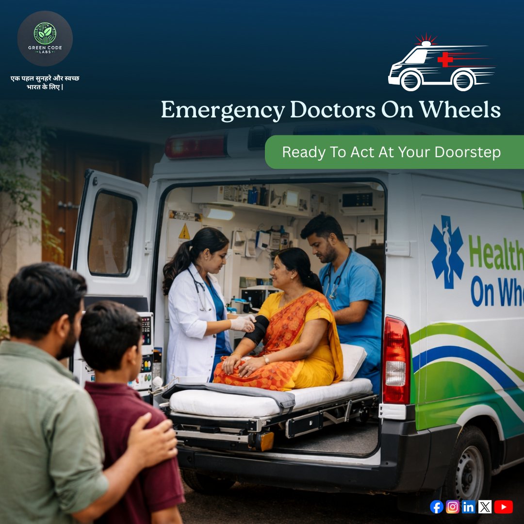 greencodelabs's tweet photo. Emergency care that comes to you—fast, trusted, and ready.
.
Choose Health On Wheels in Emergencies
.
#HealthOnWheels #EmergencyDoctors #DoctorAtDoorstep #EmergencyMedicalCare #MobileHealthcare #RapidResponse #HealthcareServices #IndiaHealthcare https://t.co/Wl4hWa9Att
