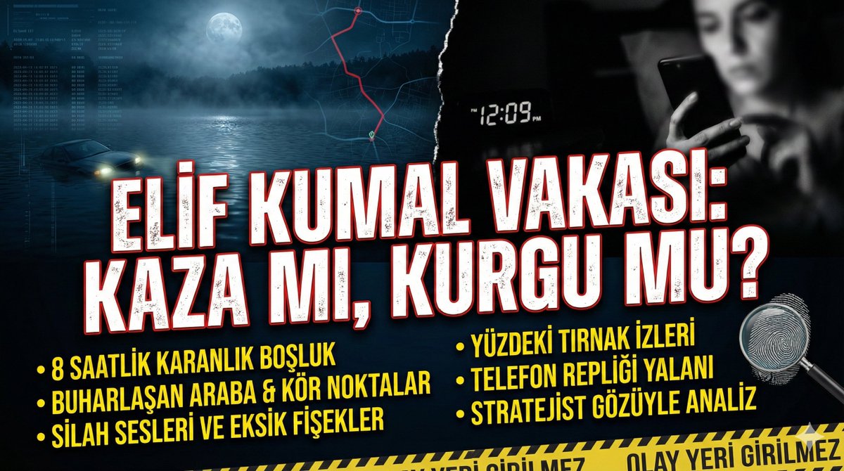 🔴Bir araba düşünün: 1.5 ton. Şehrin her yerinde MOBESE var ama araç o gece "buharlaşıyor".

🔴Balıkesir'de 8 gündür kayıp olan Elif Kumal olayı basit bir kaza değil, panikle yönetilmiş ama "açık verilmiş" bir operasyondu.

👇Fizik kurallarının ve dijital ayak izlerinin "YALAN
