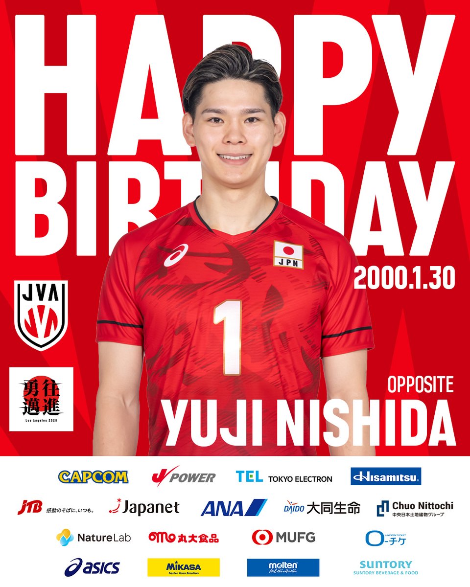 HBD】 2026.1.30 2025年度 #バレーボール男子日本代表 #西田有志 選手
