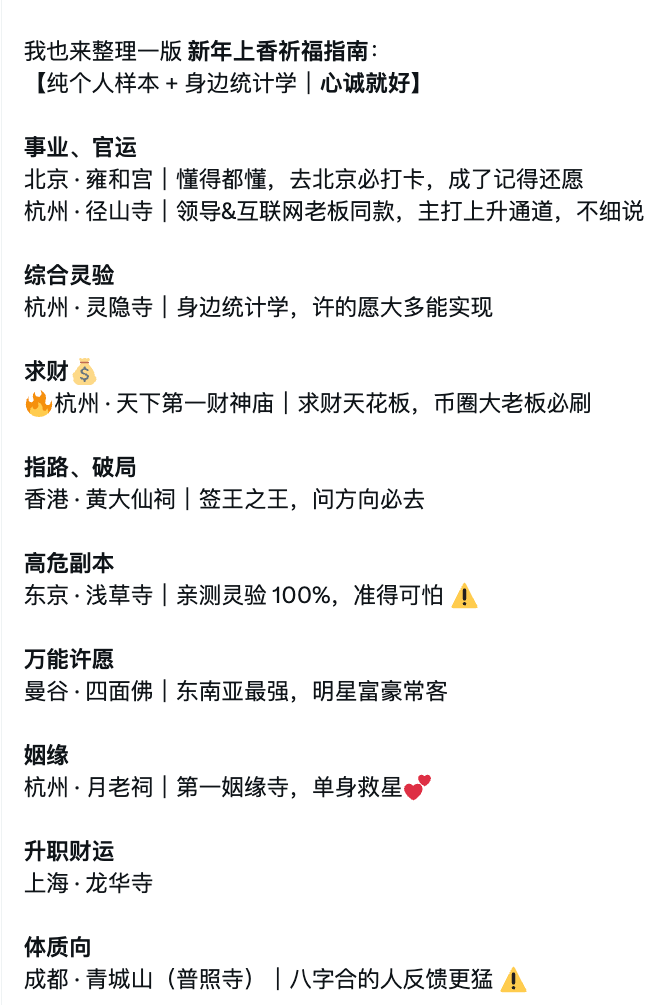 去庙里上个香，怎么还有打卡指南了？