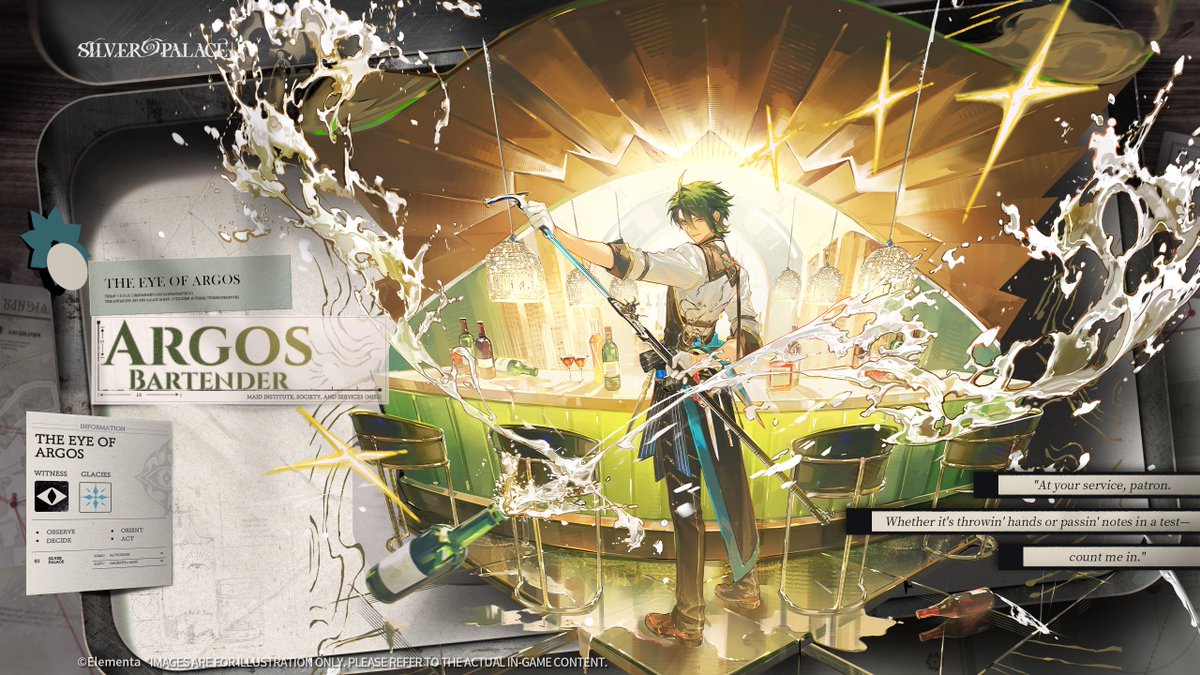 SilverPalace_EN's tweet image. Character Title Page
Argos (Bartender)

—— The Eye of Argos ——

--
"At your service, patron. Whether it's throwin' hands or passin' notes in a test—count me in."
--

Memoirs, alumni books, and case files. Words like reflections in wine.

Argos works in a bar where all sorts of…