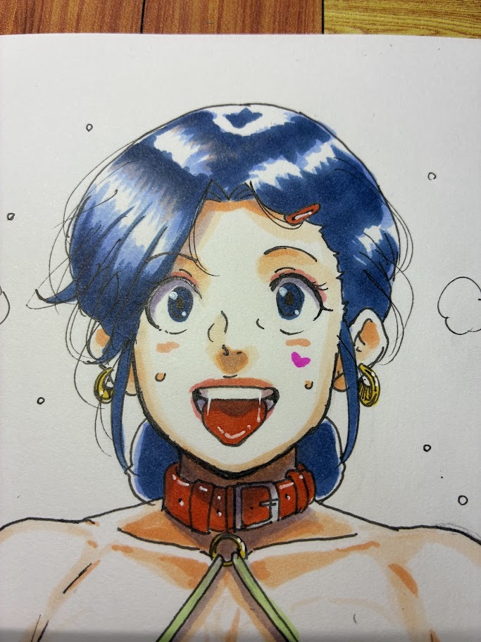 アナログ練習。変な前髪ですね。 