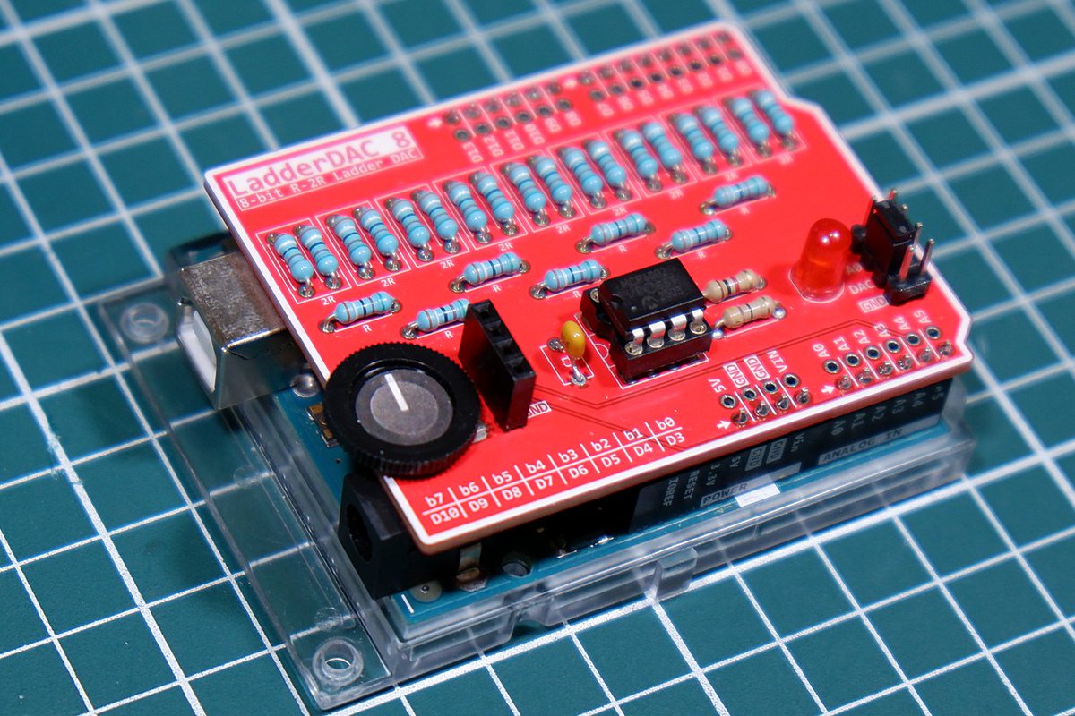 MH_Tindie's tweet photo. Level up your soldering skills and teach real electronics fundamentals with LadderDAC 8!

An 8-bit R-2R DAC shield designed for education, hands-on learning, and soldering practice.

Check it out: https://t.co/jHDRNeaHzz

@arduino @tindie #DIY #Electronics #Maker #STEM #Education https://t.co/ttfRiXEo3g
