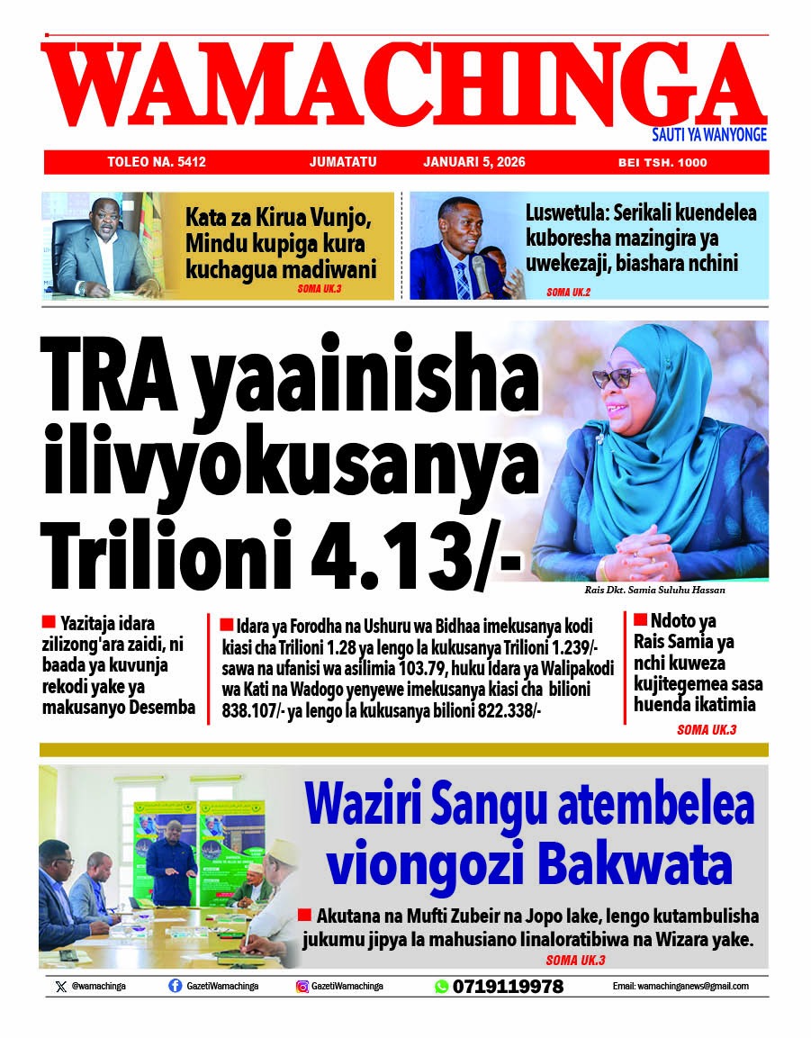 Kurasa za mbele na nyuma kwa magazeti pendwa ya Wamachinga na Mwanahabari leo Jumatatu Januari 05, 2026