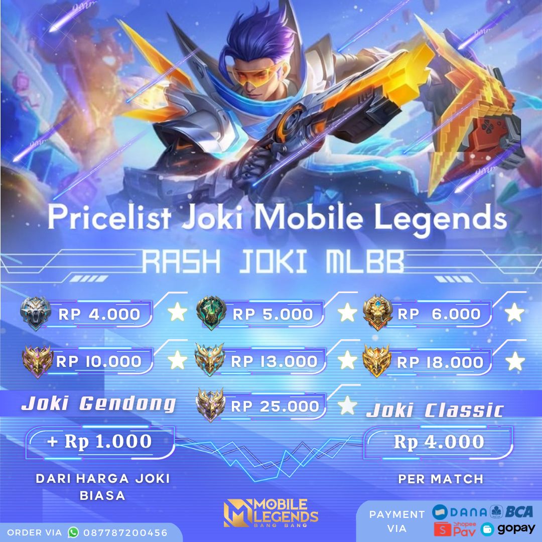 rashstoree's tweet image. Pricelist Season 39
Joki Rashh

-Privasi Aman 100%
-Proses Cepat

-Paket
10* mitik: 90k
10* honor: 120k
Full Grading: 110k

Order? Ke wa
wa.me/6287787200456

#zonauang #zonajajan #jokiml