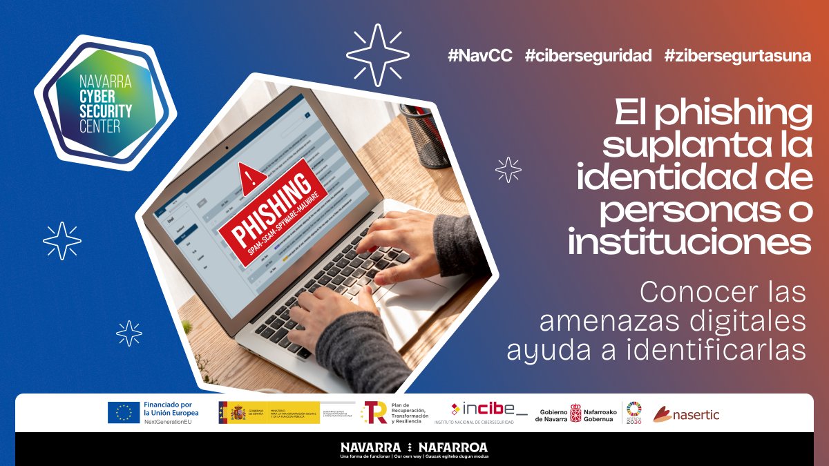 🎣 El phishing es un engaño que suplanta la identidad de personas o instituciones para robar datos personales mediante mensajes falsos 👤

Conocer las amenazas digitales ayuda a identificarlas a tiempo y reducir riesgos.

#NextGenerationEU #PlanDeRecuperacion #ciberseguridad